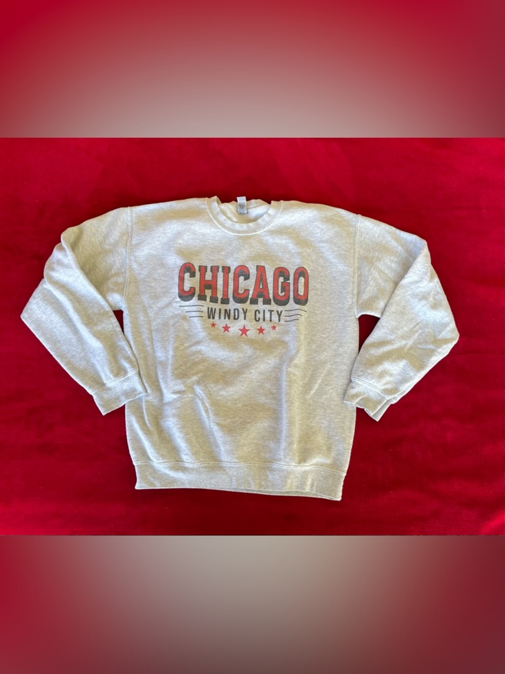 Gildan Men's Long Sleeve "Chicago" Windy City Gray Pullover Sweatshirt Size: M